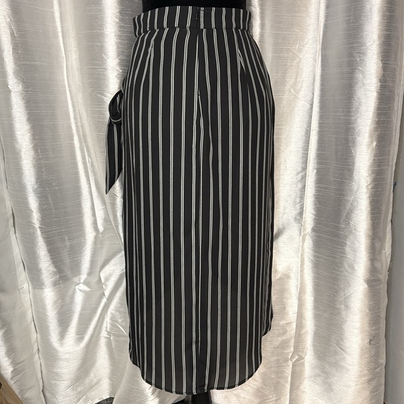 Blue Rain High Low Striped Wrap Lined Women’s M Polyester Midi Skirt Made in USA - Picture 3 of 8